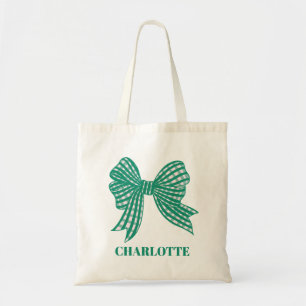 Bolsa Tote Laço Xadrez Verde Natal Festivo