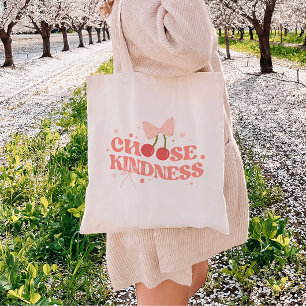 Bolsa Tote Laços e Cerejas Coquette 'Escolha a Bondade'
