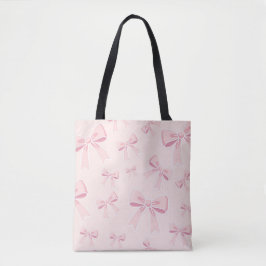 Bolsa Tote Laços Rosa Fofa Coquete Charmoso Cottage