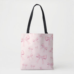Bolsa Tote Laços Rosa Fofa Coquete Charmoso Cottage