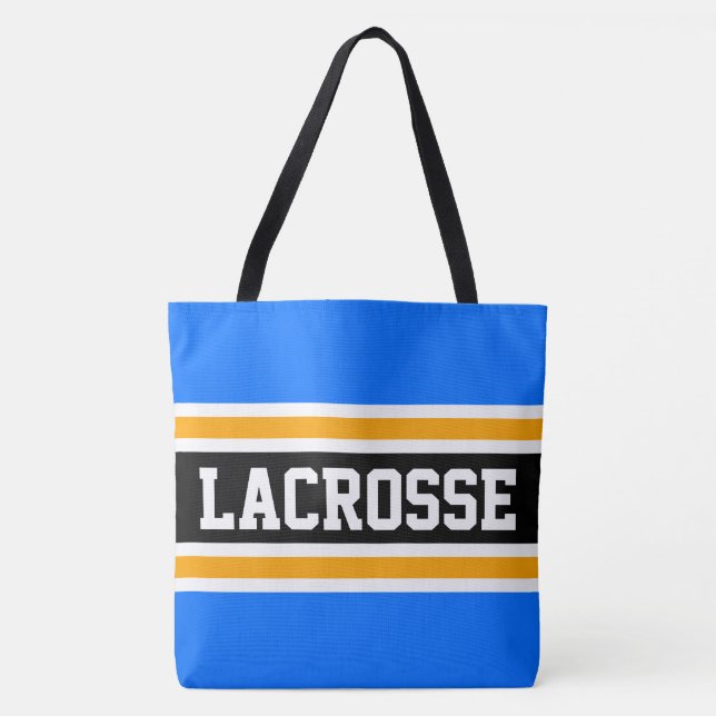 Bolsa Tote LACROSSE - Estrias Amarelas Azuis Azuis Brilhantes (Frente)