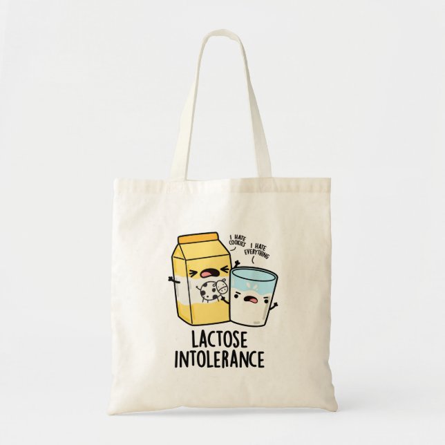 Bolsa Tote Lactose Intolerância Engraçada Leite Pun (Frente)
