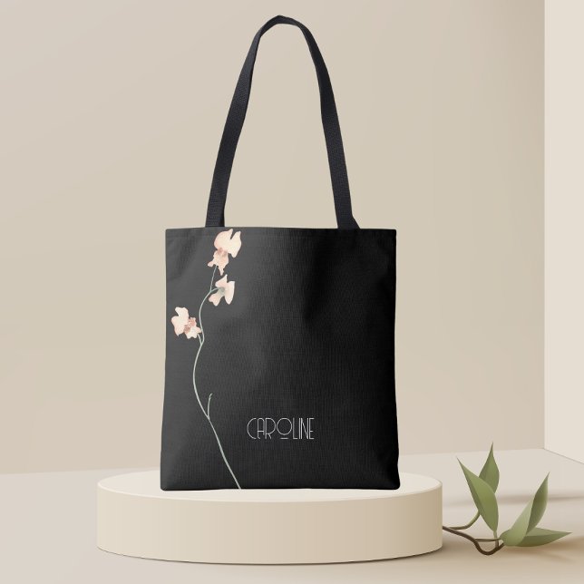 Bolsa Tote Ladies Elegante Preto Floral Boho Fofo  (Criador carregado)