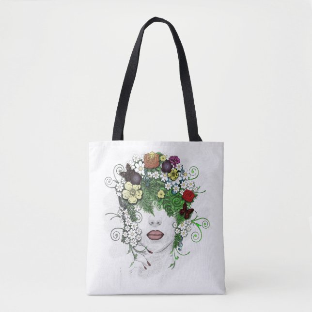 Bolsa Tote Lady Flora, flores, bonito, elegante, simples, art (Frente)