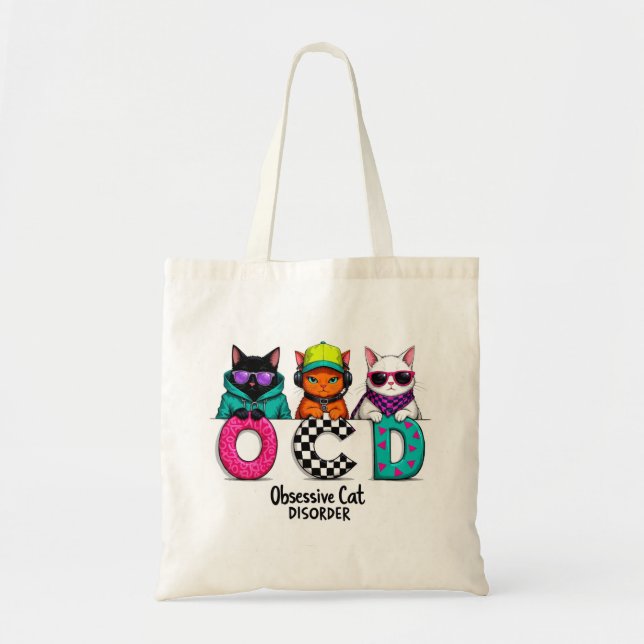 Bolsa Tote Lady Gift - Perturbação Obsessiva Por Gatos (Frente)