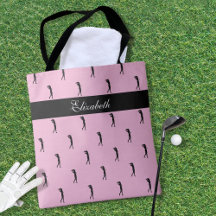 Lady Golfer - Padrão de nome personalizado rosa pr