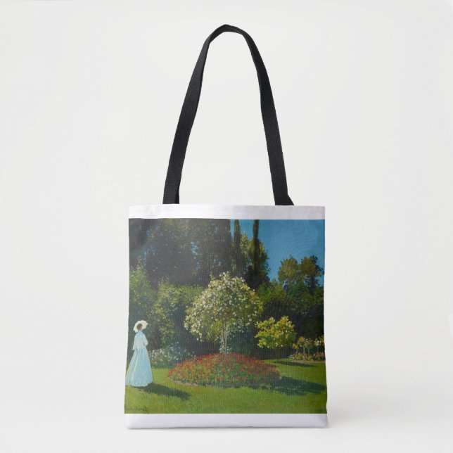 Bolsa Tote Lady in the Garden 1867 by Claude Monet (Frente)