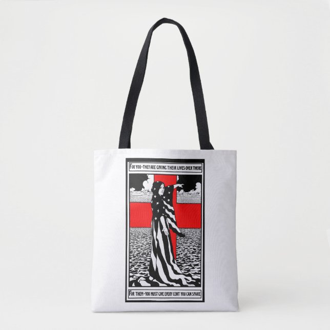 Bolsa Tote Lady Liberty WI US Patriotic Poster 1918 (Frente)