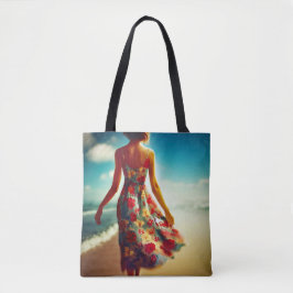Bolsa Tote Lady Walking On Beach