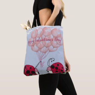 Bolsa Tote Ladybug Adorável Com Buquê De Balão Rosa Bonito