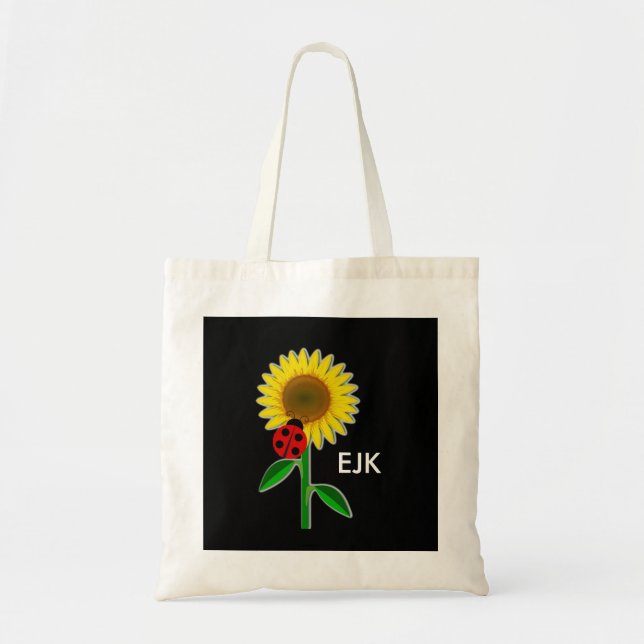 Bolsa Tote Ladybug e Sunflower Monograma Book Bag/Bolsa (Frente)