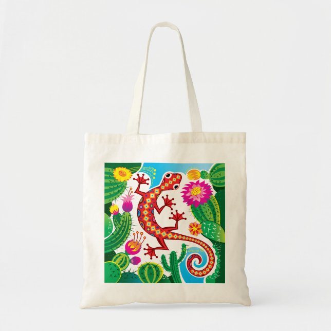 Bolsa Tote Lagarto do Sudoeste com Flores de Cacto (Frente)
