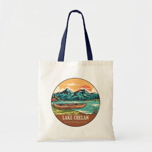 Bolsa Tote Lago Chelan Washington Barco Fish Emblem