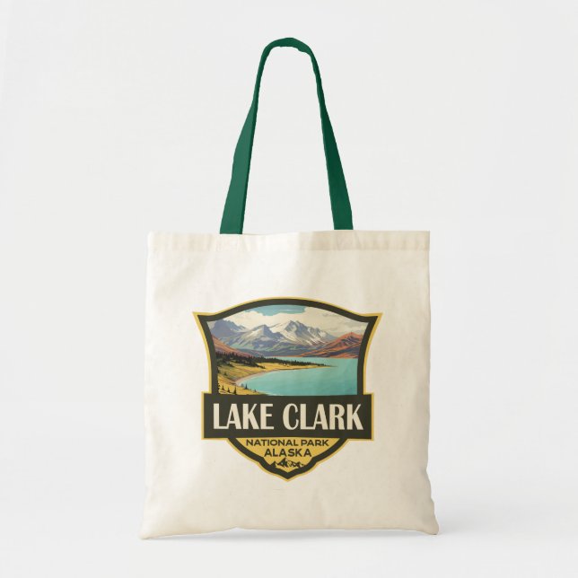 Bolsa Tote Lago Clark National Park Ilustração Viagem Art (Frente)