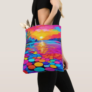 Bolsa Tote Lago Colorido no Sunset