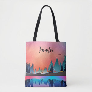 Bolsa Tote Lago de inverno Cênico com Veado