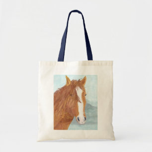 Bolsa Tote Lago de Montanha Azul Marrom de Cavalo Selvagem - 