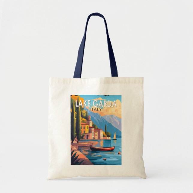 Bolsa Tote Lago Garda Itália Viagem Art Vintage (Frente)