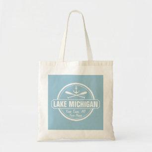 Bolsa Tote Lago Michigan, cidade personalizada, nome, âncora