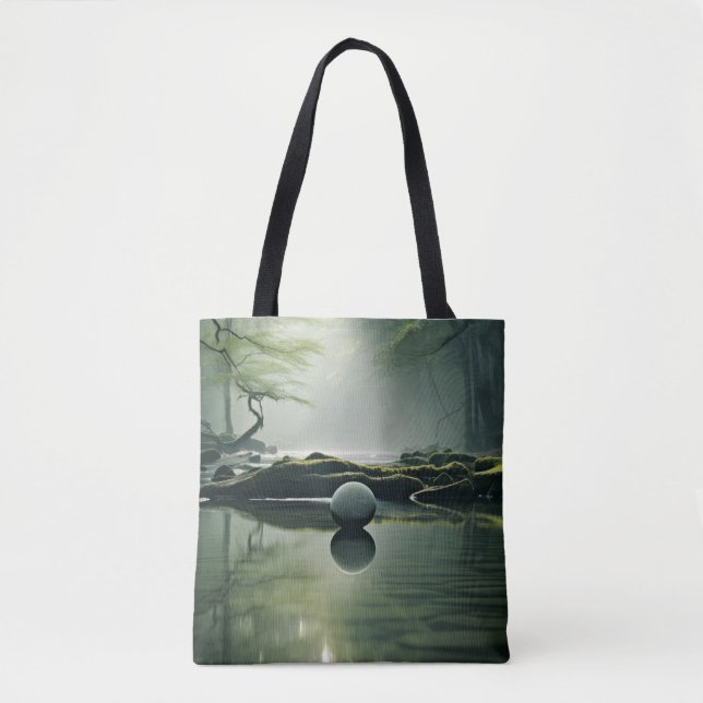 Bolsa Tote Lago Mist Tranquil Natureza Pacífica (Frente)