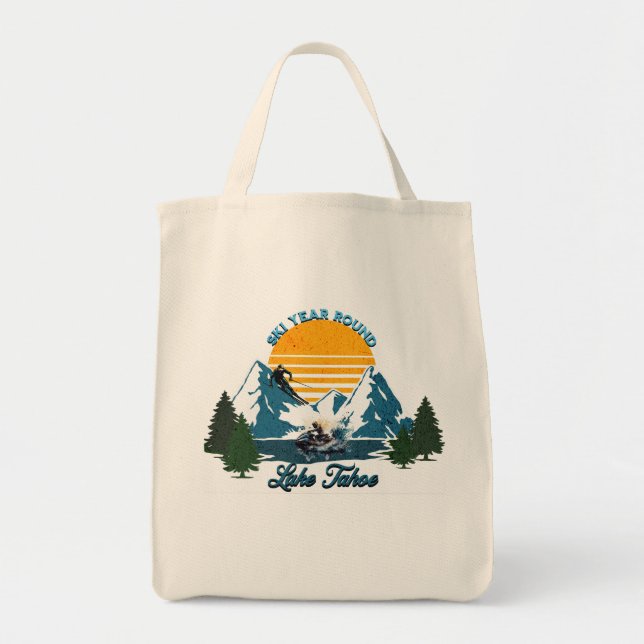 Bolsa Tote Lago Tahoe: Ronda do Ano de Esqui, Esqui de Neve e (Frente)