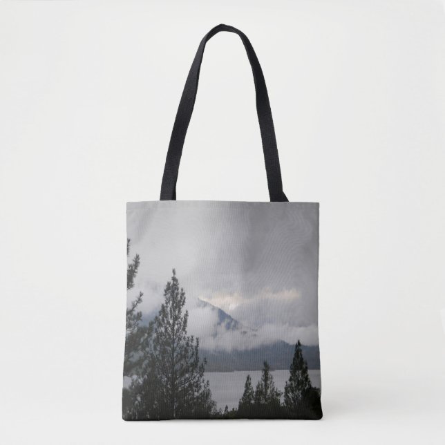 Bolsa Tote Lago Whiskeytown com neblina. (Frente)