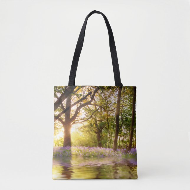 Bolsa Tote Lagoa mágica na floresta de bluebell (Frente)
