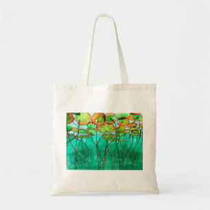 Bolsa Tote lagoa verde serena com lilypads
