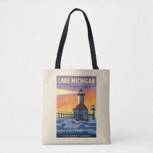 Bolsa Tote Lagos excelente Lago Michigan