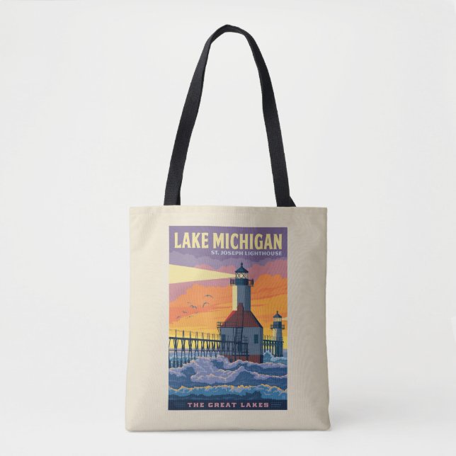 Bolsa Tote Lagos excelente | Lago Michigan (Frente)