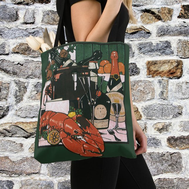 Bolsa Tote Lagosta Champanhe Vintage; Festa Elegante e sofist (Criador carregado)