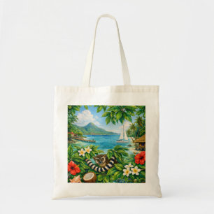 Bolsa Tote Laguna Tropical de Mayotte Lêmure Tartaruga Marinh