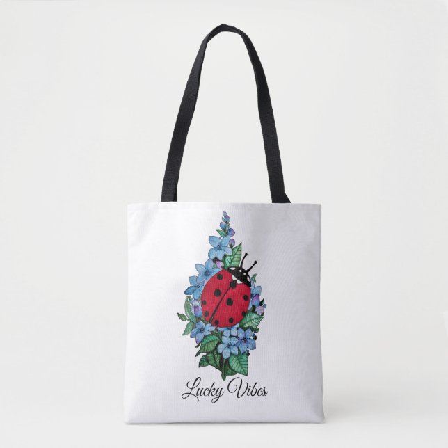 Bolsa Tote Lagybird Cute De Cana-De-Vinho Com Flores Selvagen (Frente)