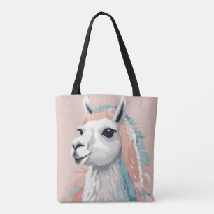 Bolsa Tote Lama bonito com pele colorida na cabeça