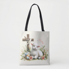 Bolsa Tote Lamas de Páscoa de Aquarela Personalizadas
