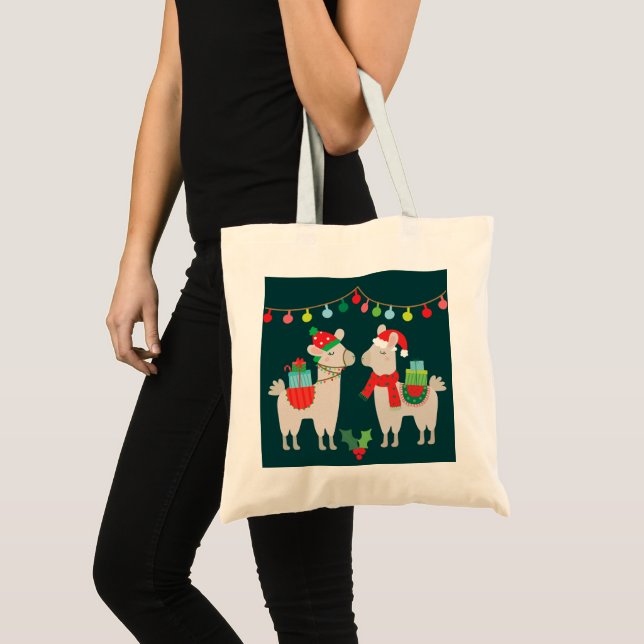 Bolsa Tote Lamas do Natal (Frente (produto))