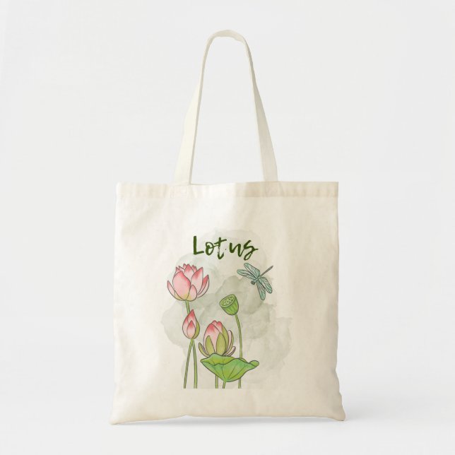 Bolsa Tote Lâmpada Cor-de-Água Pintada Mão Rosa, Burgamento (Frente)