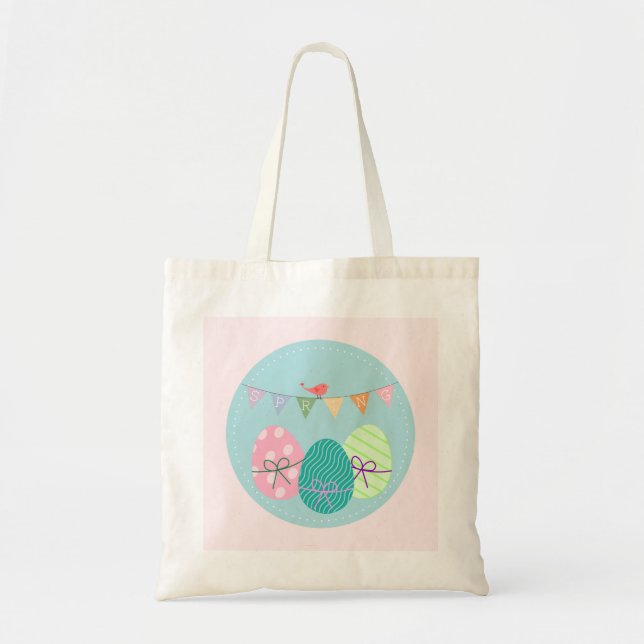 Bolsa Tote Lâmpada de Lavanda de Springtime de Ovos de Páscoa (Frente)
