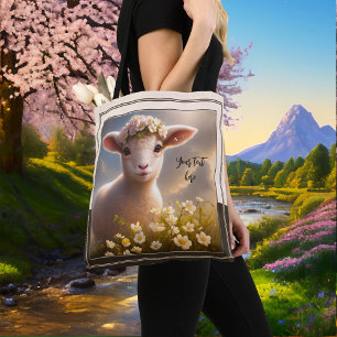 Bolsa Tote Lâmpada no campo de Primavera com flores
