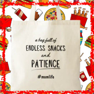Bolsa Tote Lanches Sem Fim Vida de Mãe Presente Divertido Par