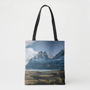 BOLSA TOTE LANDSCAPE PHOTOGRAPHY OF BLACK AND WHITE MOUNTAIN