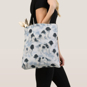 Bolsa Tote Landseer Newfoundland cão aquarela