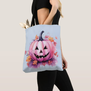 Bolsa Tote Lanterna Azul Rosa Jack-O' Luz Halloween