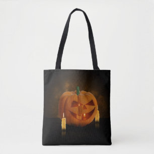 Bolsa Tote Lanterna de Abóbora Halloween com Velas