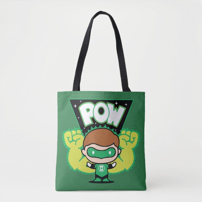 Bolsa Tote Lanterna Verde Chibi Formando Punhos Gigantes (Frente)