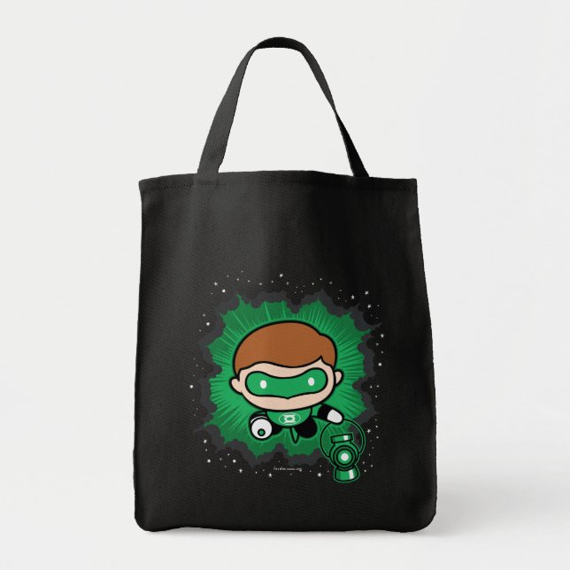 Bolsa Tote Lanterna Verde Chibi Voando Pelo Espaço (Frente)
