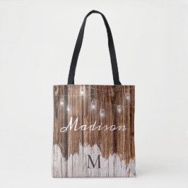 Bolsa Tote Lanternas Rústicas de Madeira Bridesmaid Trendy Mo
