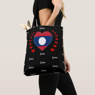 Bolsa Tote Laos Flag & Heart, Laos Flag fashion/sport