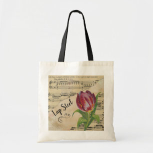 Bolsa Tote Lap Steel Elegante Tulip Vintage Sheet Music