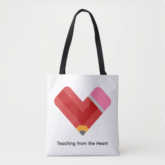 Bolsa Tote Lápis Coração de Professora Fofa (Frente)
